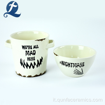 Vaso portaoggetti spezie personalizzato in ceramica bianca